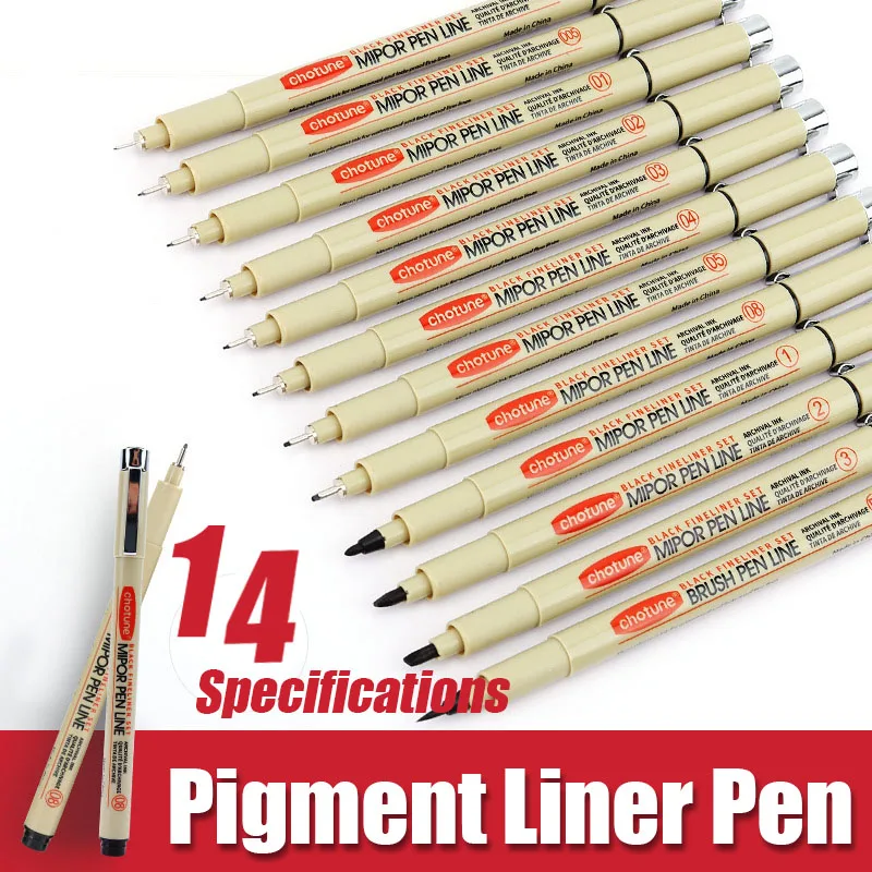 3-12Pcs Pigment Liner Micron Drawing Pen Manga Pigma Ink Marker Pen Sketching Brush Set Hook Line Needle Pen Art Supplies