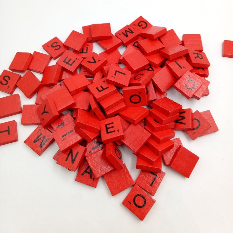 100 Scrabble de madera azulejos negro números y letras para manualidades alfabetos de madera rompecabezas educativos aprendizaje juguete puzle para niños