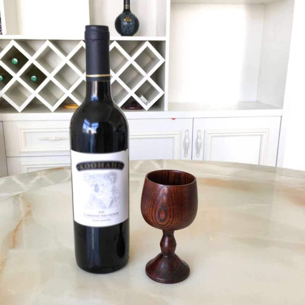 2 Stks/partij Hout Wijn Beker Klassieke Ronde Houten Wijn Glas Ronde Massief Houten Cup Thuis Featured Houten Cup
