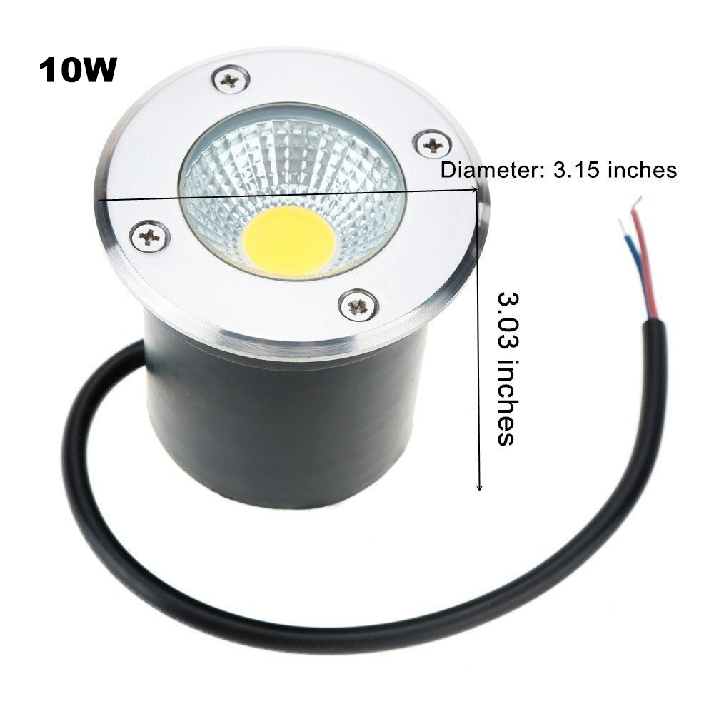 Ac85-265v/dc12v ip68 10w 5w varm kold hvid begravet lampe inground belysning udendørs cob led under jorden