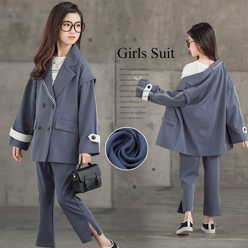 Children's Suits for Girls Clothing Set Spring Loose Jacket Pants Kids Suit Girls Blazers Teenage Shool Girls Outfits