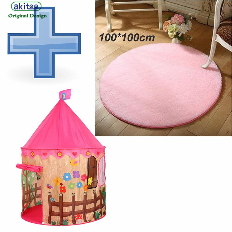 Akitoo 131 Kinderen Tenten Yurts Vogel Hek Marine Ballenbad Kasteel Playhouse Indoor Opvouwbare Klamboe Met Oceaan Ballen Mat: Ptent plus pink  mat