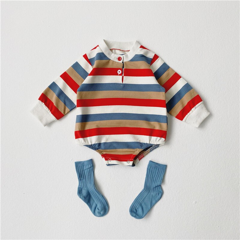 Milancel roupas de bebê listrado infantil meninos bodysuits moda bebê meninas roupa coreano do bebê uma peça