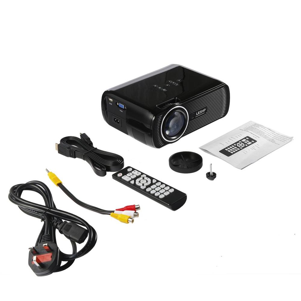 LESHP Multi-media LED Video proyector 1080P HD Oficina hogar cine BL-80 1000:1 negro