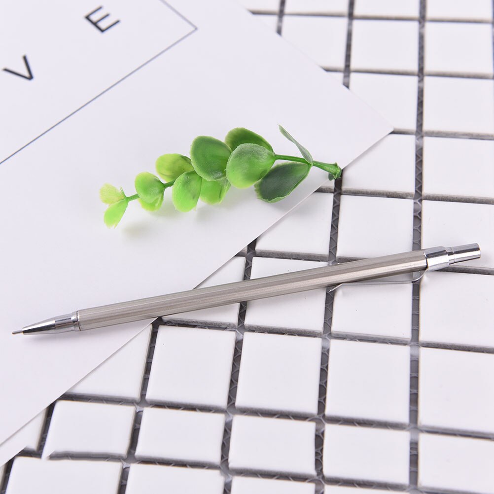 0.5/ 0.7mm Automatic Drafting Pencil, Lead Size, Metallic Black Sliver Barrel Mechanical Pencil Length: 14.5cm