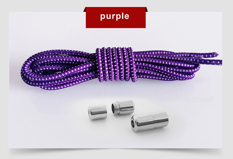 Elastic Shoelaces Round Locking No Tie Shoe Laces Quick Lazy Laces Rubber Sneakers Shoelace for Kids Adult Shoe Laces No Tie: purple
