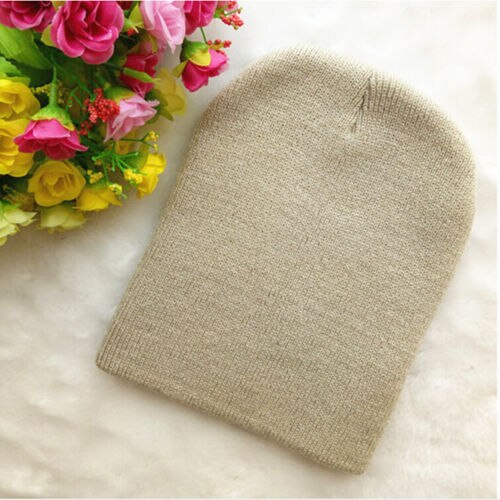 Märke baby hattar mössor vinter varm flicka pojke småbarn spädbarn barn barn söt mössa keps unisex solid stickad mössa: Beige