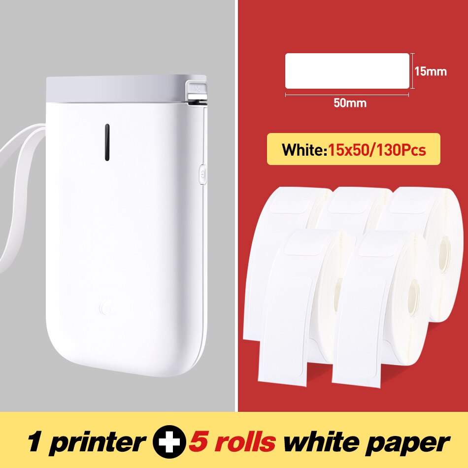 Niimbot  d11 bærbar mini bluetooth label printer lomme trådløs termisk label printer blækfri til mobiltelefon android ios: Hvid 5 whitelabel c