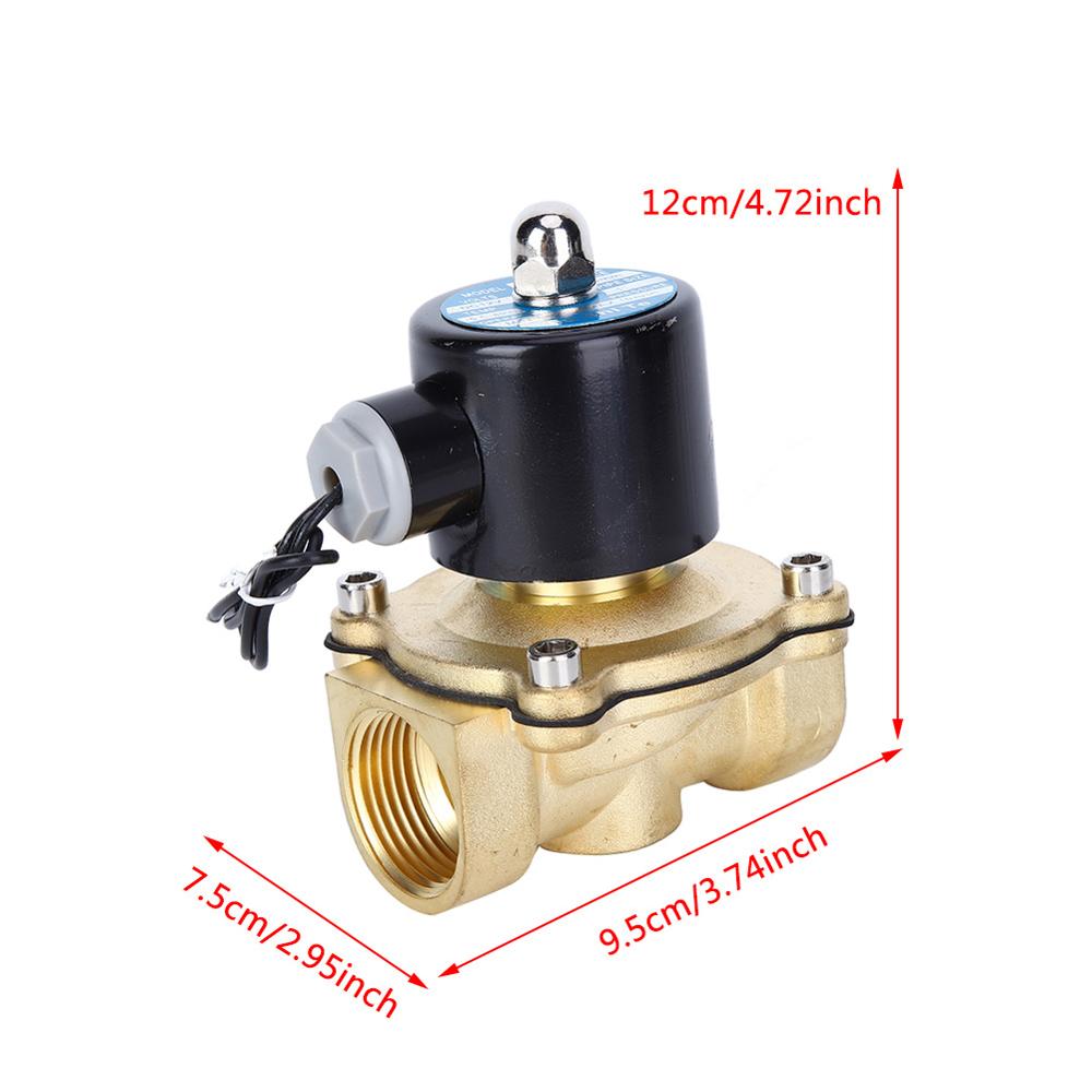 Válvula Solenoide eléctrica cc 12V, 1 pulgada, latón, 2 vías, 2 posiciones, válvula magnética eléctrica, aire normalmente cerrado