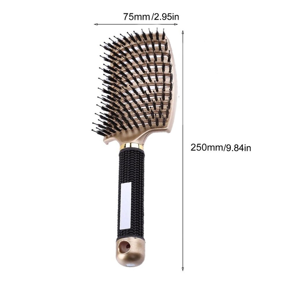 Large Curved Comb Ribs Comb Pig Bristle Anti-static Bending Massage Comb Plastic Smooth Hair Comb Nine Rows Comb Shape Curly