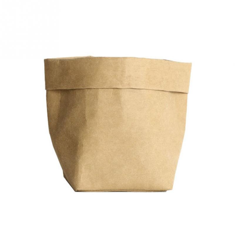Mini macetero para plantas crasas reutilizables, maceta de papel lavable, macetas de flor de escritorio ecológicas, bolsa de almacenamiento para el hogar de uso múltiple: Brown / 8x8x15cm