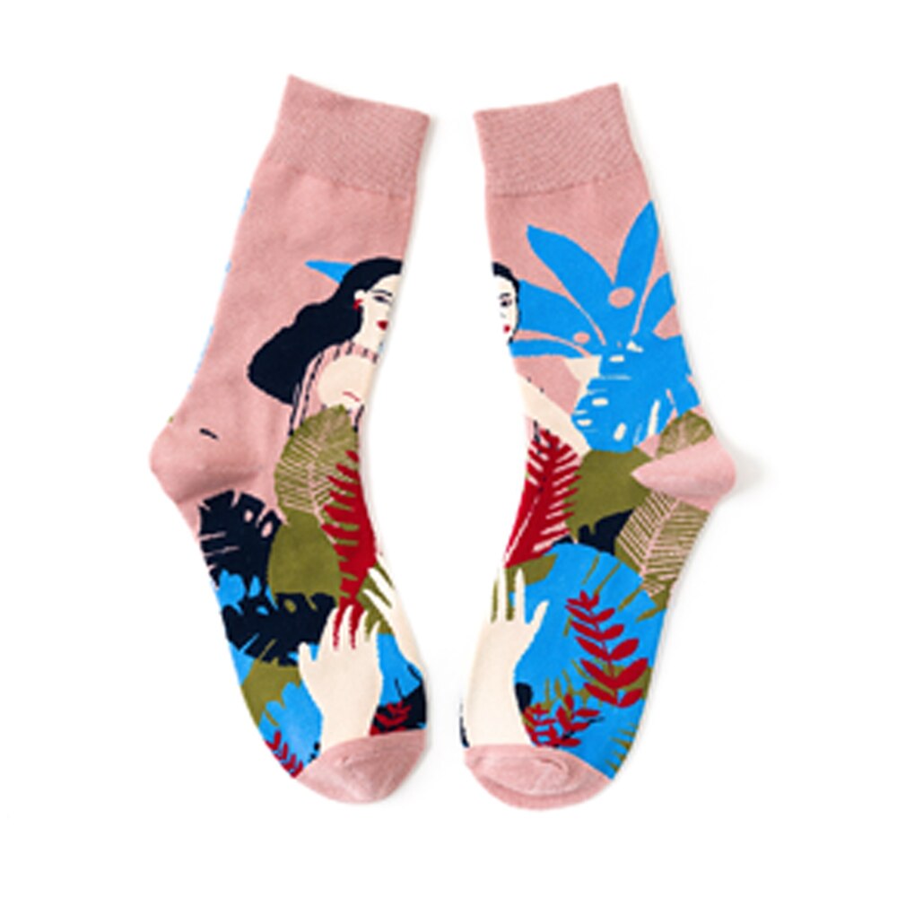 1 pair Women Men socks Funny Beauty illustration animal art Hosiery Streetwear Skate Harajuku cotton socks: 3