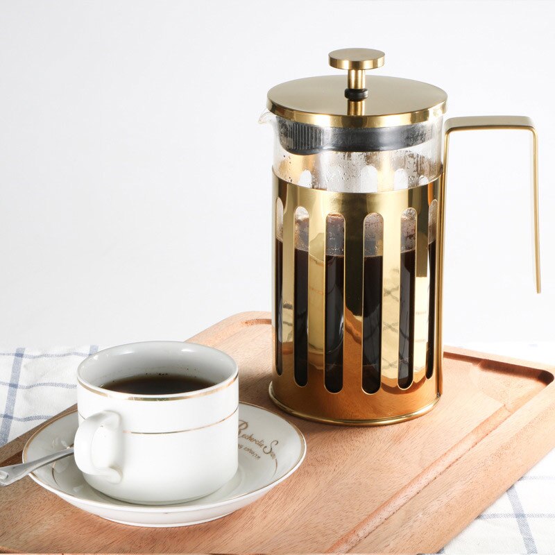 Coffee Pot French presses Stainless Steel High Temperature Resistant Glass Coffee Machine Gold