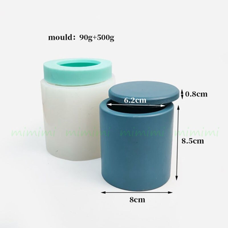 Pot de bougie rond avec couvercle, moule en béton et Silicone, récipient de bougie d&#39;aromathérapie, porte-stylo en plâtre de ciment: F-mold
