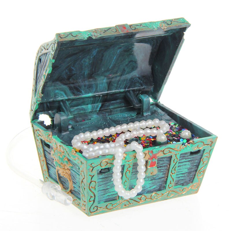 Treasure Chest Shaped Aquarium Air Action Ornament Fish Tank Aquascaping Decor