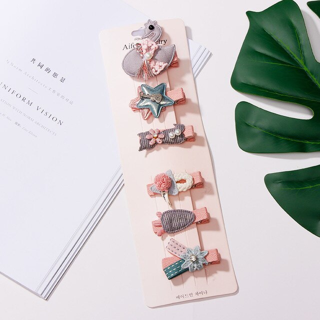 6 pz/impostato per Bambini bella Ragazze stella Animale Capelli Della Principessa Pinze Accessori per Capelli Carino Bambini Del Fiore Del Merletto Barrette Forcelle: 4