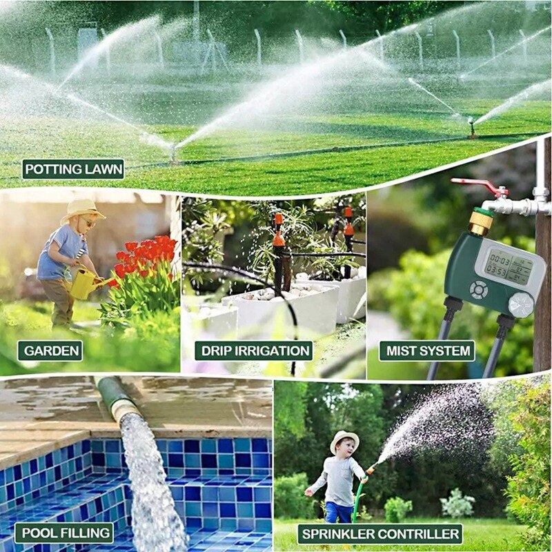 Automatic Watering Sprinkler System Irrigation Controller Programmable Digital Hose Faucet Timer with 2 Outlet