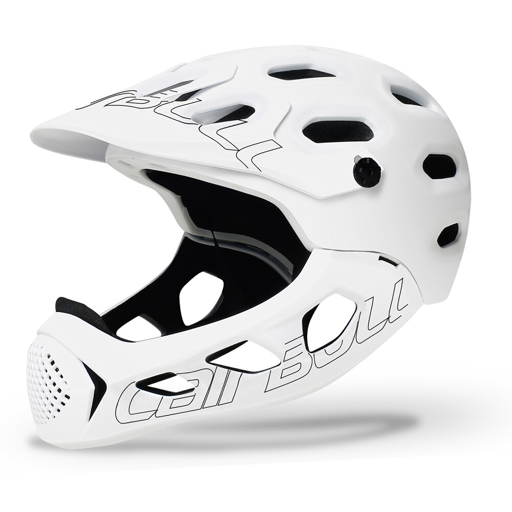 Casco ultraligero de cobertura completa para Ciclismo, protector bucal para bicicleta de montaña o de carretera, Casco DH de 56-62cm: white