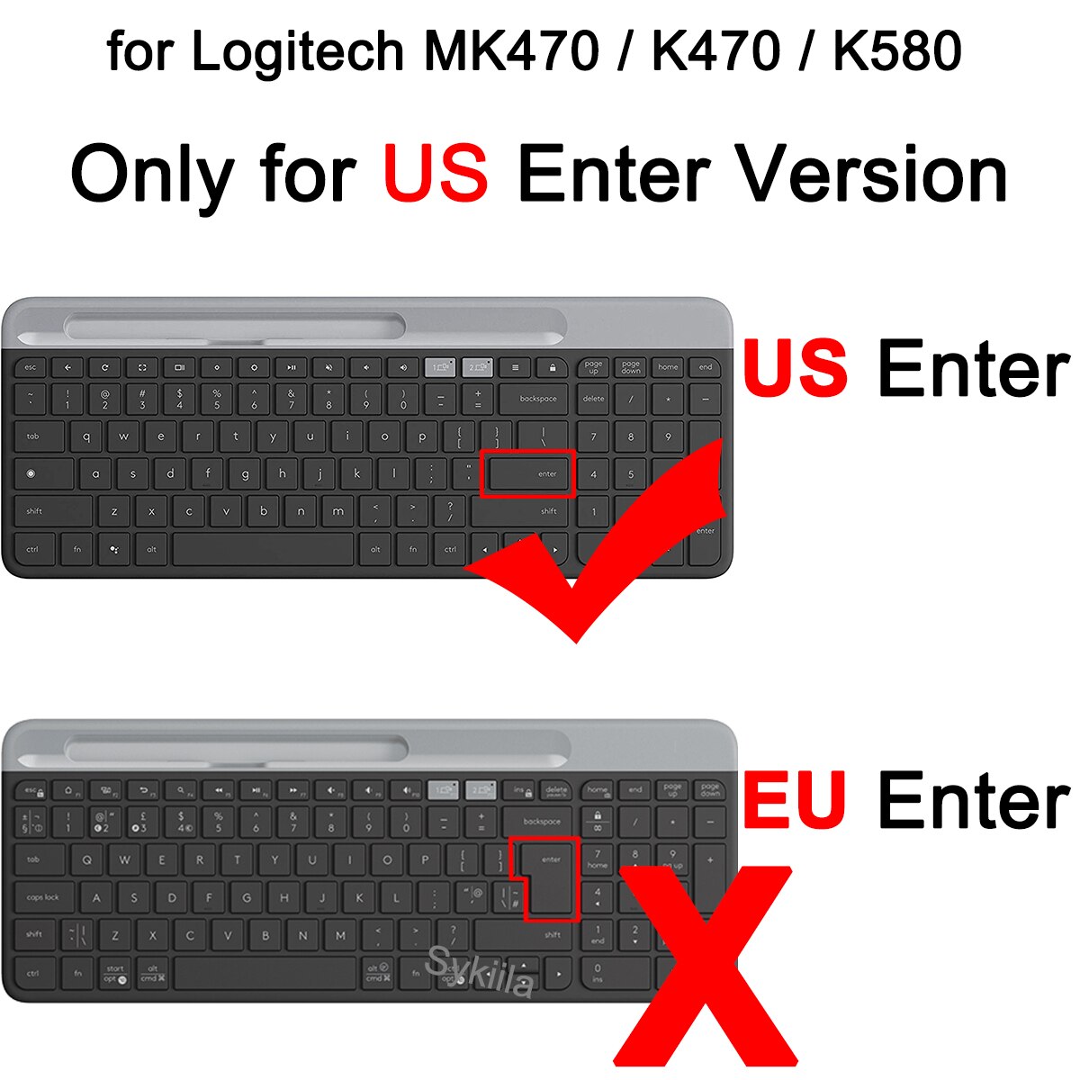 Keyboard Cover for Logitech MK470 K470 K580 Wired Set Clear Black Silicone TPU Protector Skin Film Case English Korea Colorful