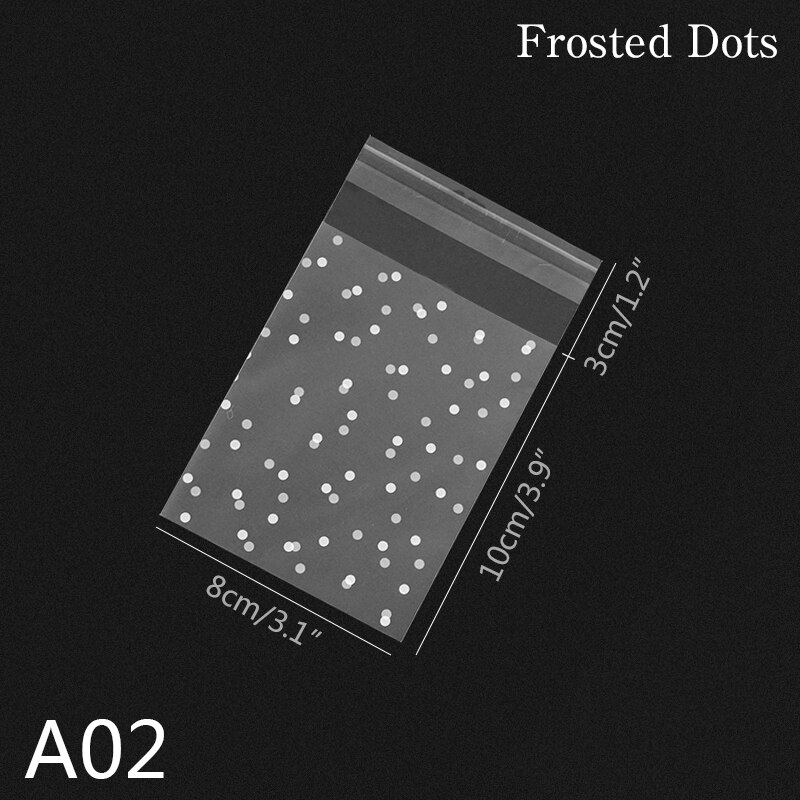 100pcs Transparent Dot Bags DIY Transparent Ziplock Food Bag White Round Dot Candy Cookie Storage Packaging Bag Decoration: A02
