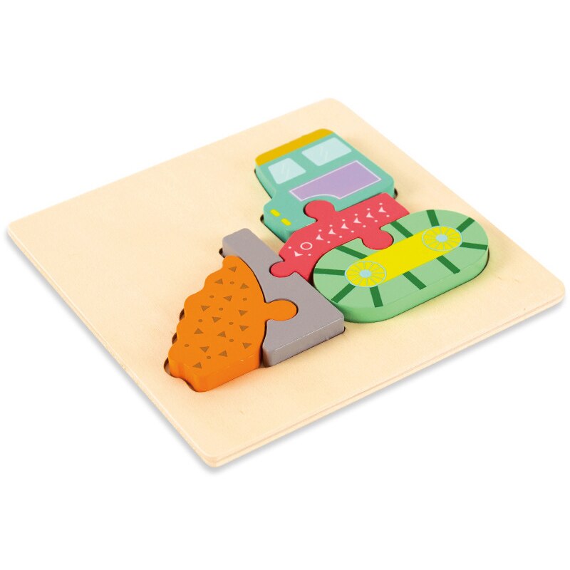 Baby 3D Wooden Puzzle Educational Toys Early Learning Cognition Cartoon Grasp Intelligence Puzzle Toys for Kids: bulldozer