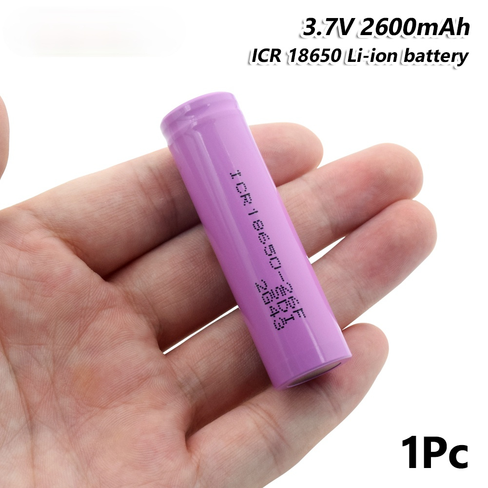 1/2/4/6/8/10 stück 3.7v rosa wiederaufladbare icr 18650-26f 2600 mah li-Ion Lithium-batterien 18650 flachem pluspol