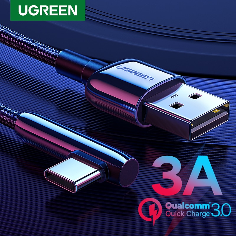 Ugreen cabo de carregamento rápido, cabo usb c 3a tipo c para samsung s10 s9 plus, carregamento rápido 3.0 cabo usb de carregamento para o jogo