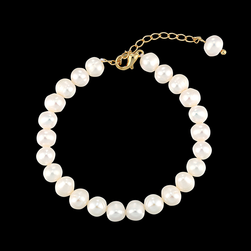 Lanruisha prosta słodkowodna okrągła perła damska bransoletka panna młoda wesela moda bransoletki bransoletka najlepszy prezent: Default Title