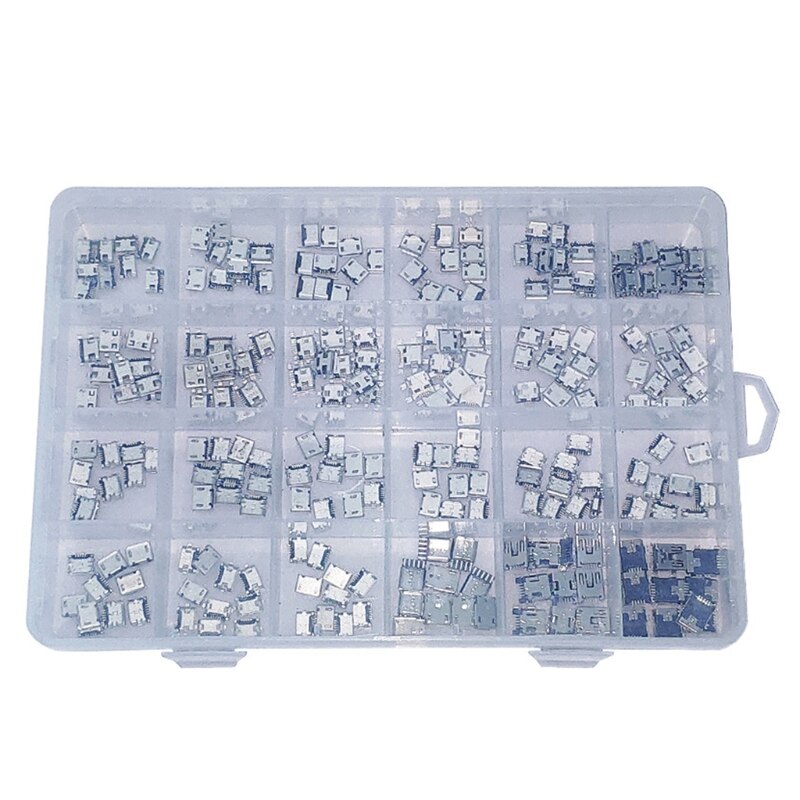 Micro-USB Connector 24 Models Charging Port for Mobile,Tablet GPS 240Pcs/Set Standard Micro Port Female Solder Plug Jack Socket