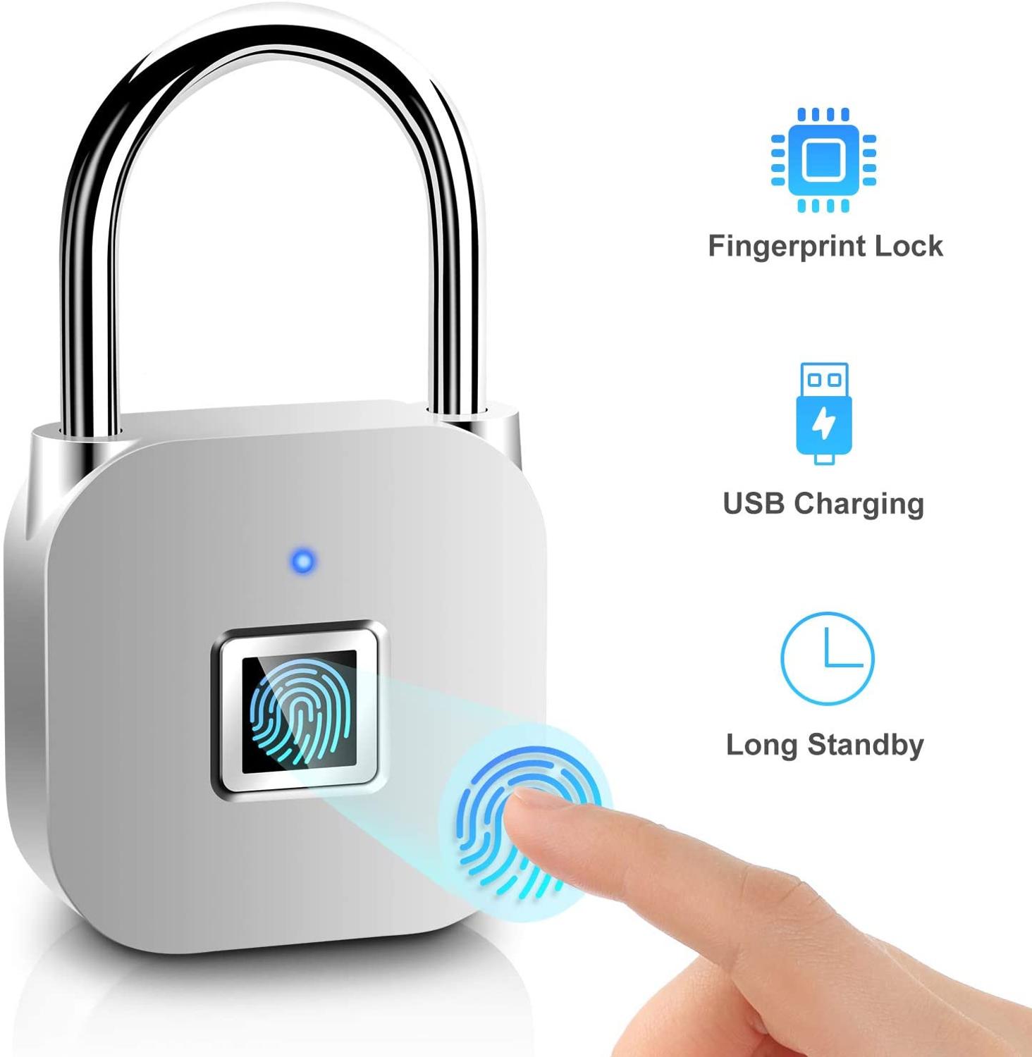 Ingerprint Vorhängeschloss Elektronische Türschloss Fingerabdruck Anerkennung Clever Keyless Wasserdichte Sicherheit Anti-Diebstahl Vorhängeschloss Weit Verbreitet