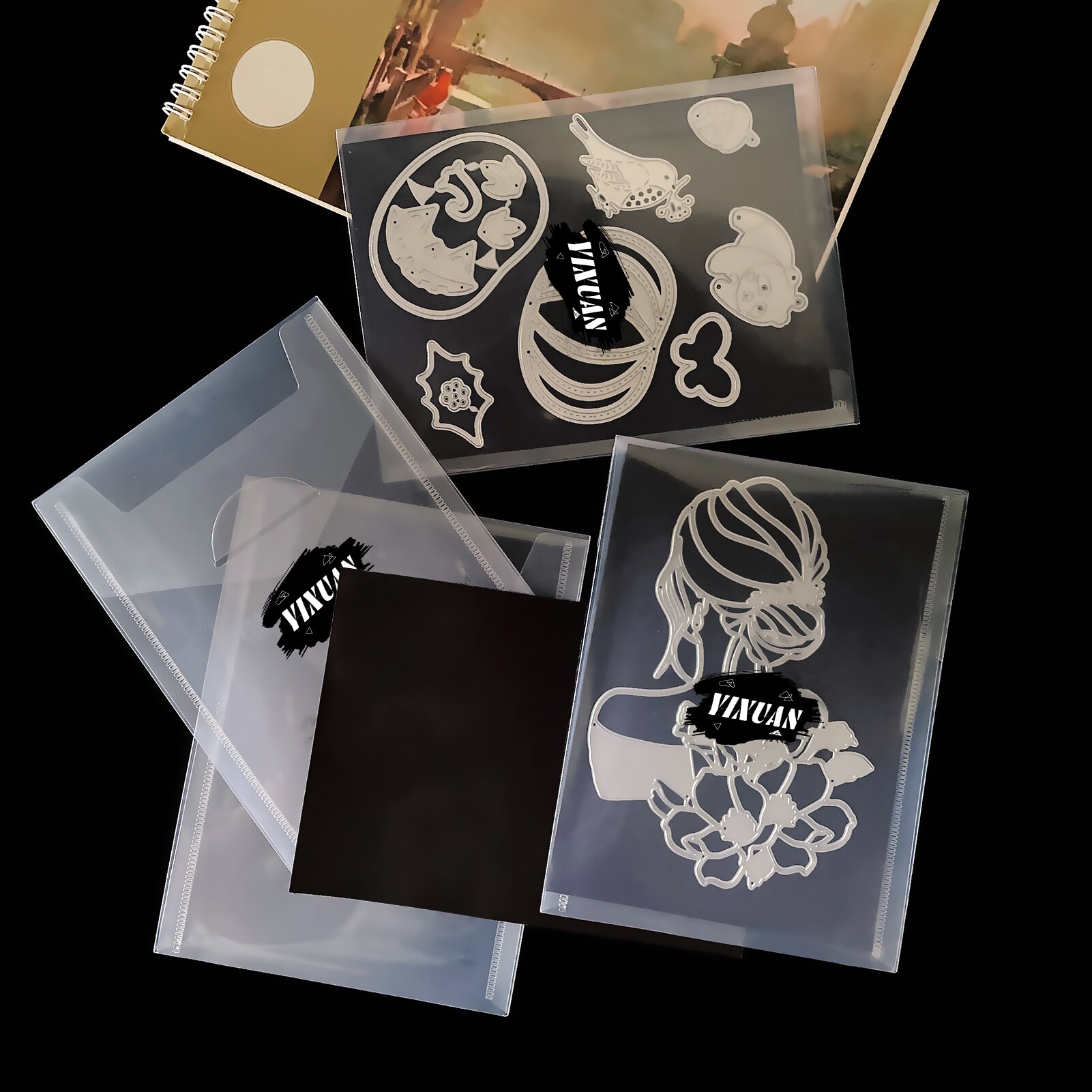 5/10pcs Transparent Storage Bag And Magnetic Mats Store Metal Cutting Dies Silicone Stamp Bump Template Stickers Cover