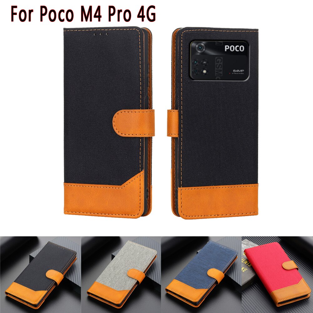 Housse étui Xiaomi Poco M4 Pro 5G Simili Cuir - Rabat Porte-cartes, Magnétique, Noir Mat, Neuf
