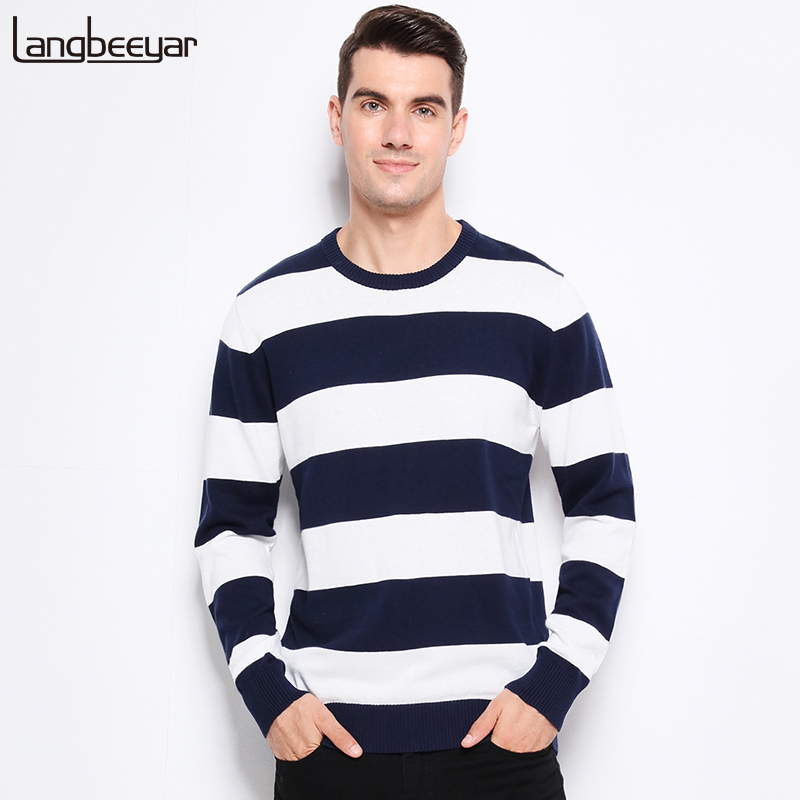 Automne hiver vêtements hommes tricoté pull rayures épaisses Slim Fit pull hommes 100% coton o-cou chandails pour hommes