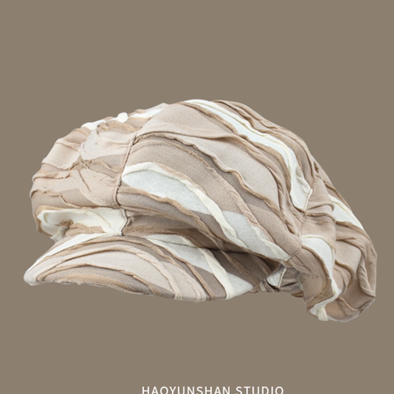 Mushroom Hat Large Cloud Hat spring Summer Black Octagonal Cap Women Face Small Bailey Painter Caps Blm: Khaki