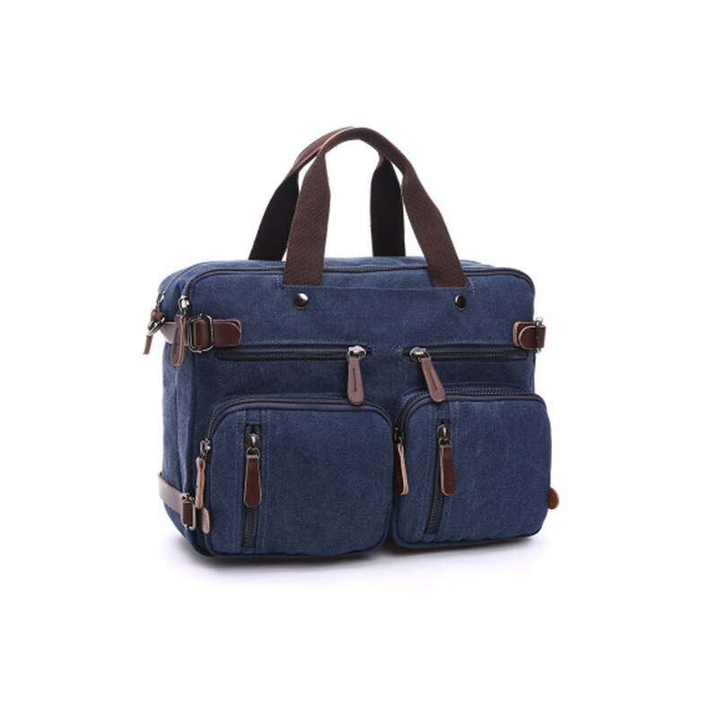 Casual canvas business aktetas multifunctionele handtas herenrugzak schoudertas crossbody 17 inch laptop ipad reiskoffer: Is blauw