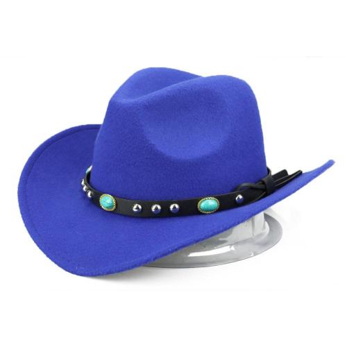 Rivet Roll Up Wide Brim Western Cowboy Cowgirl Hat Sombrero Jazz Cap: Blue  