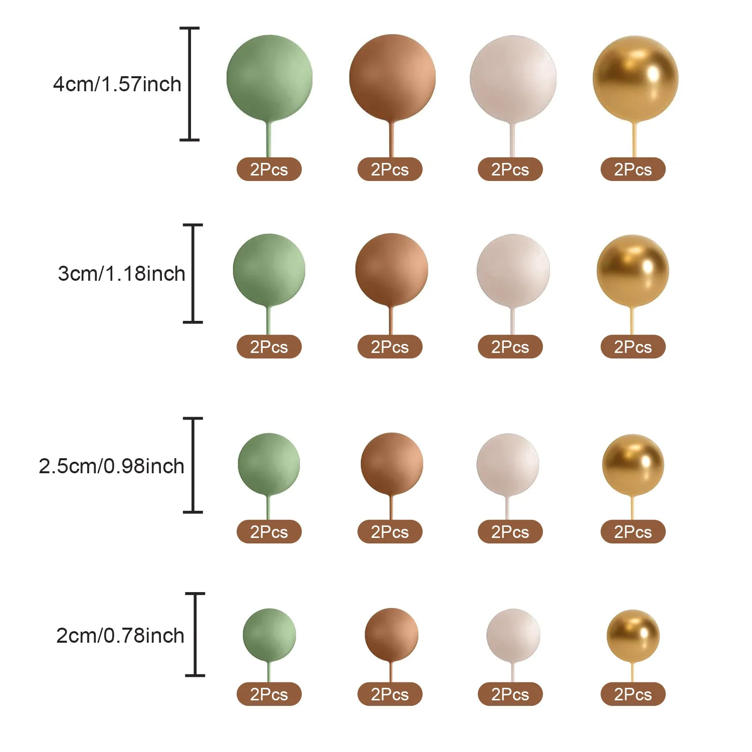 Décoration de gâteau vert sauge marron, 32 pièces, boules en mousse dorée, bricolage, décoration de gâteau pour réception pour bébé, fête d'anniversaire
