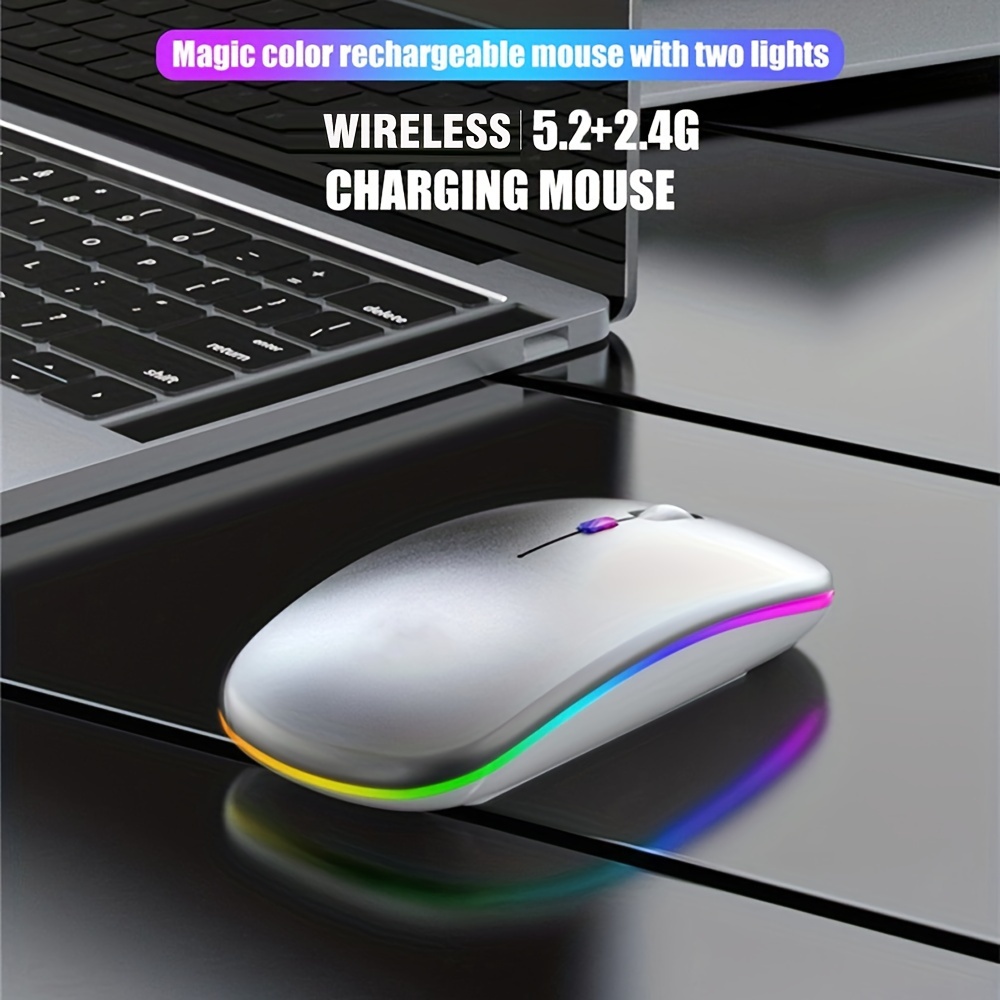Kabellose Bluetooth-Maus mit Typ-C-zu-USB-Adapter, wiederaufladbar über USB mit Bluetooth-Gaming-Maus für MAC/Laptop/PC/Windows
