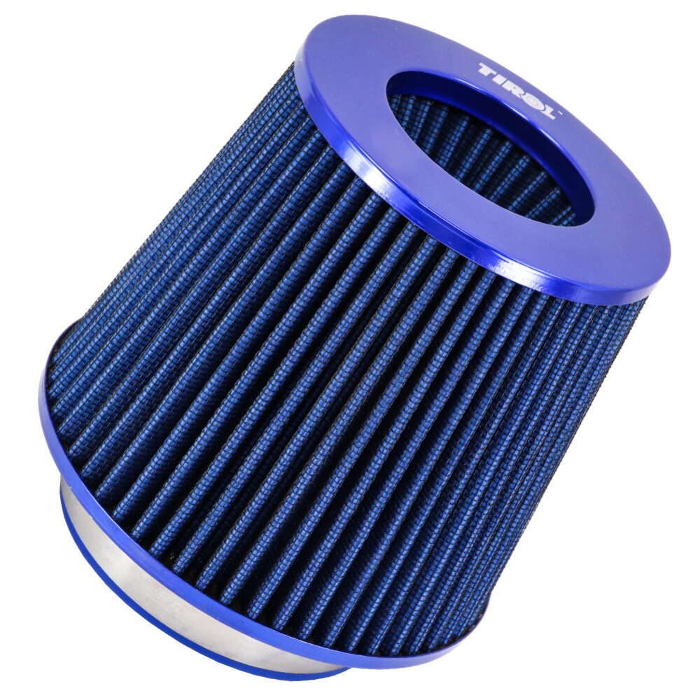 TIROL T10176b Round Tapered Universal Auto Cold Air Intake/ 3" 76-88-101mm Air Filter (Blue)