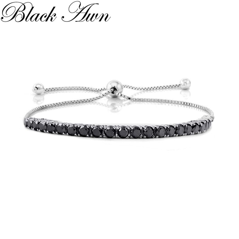 Zwart Awn Zilver Kleur Zilver Charm Armband Vrouwen Bruiloft Sieraden S010