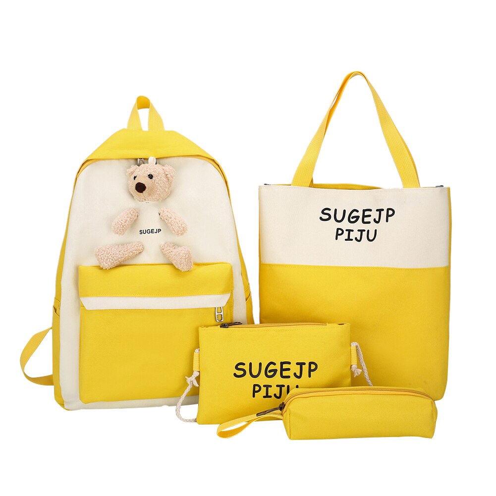 Vintage ▾ Borse per Studenti Regali Di Compleanno 4 pz/impostato Donne Scuola Zaini Adolescenti Ragazze Libro Borsa di Tela cartella Mochila 2020 Nuovo: Giallo