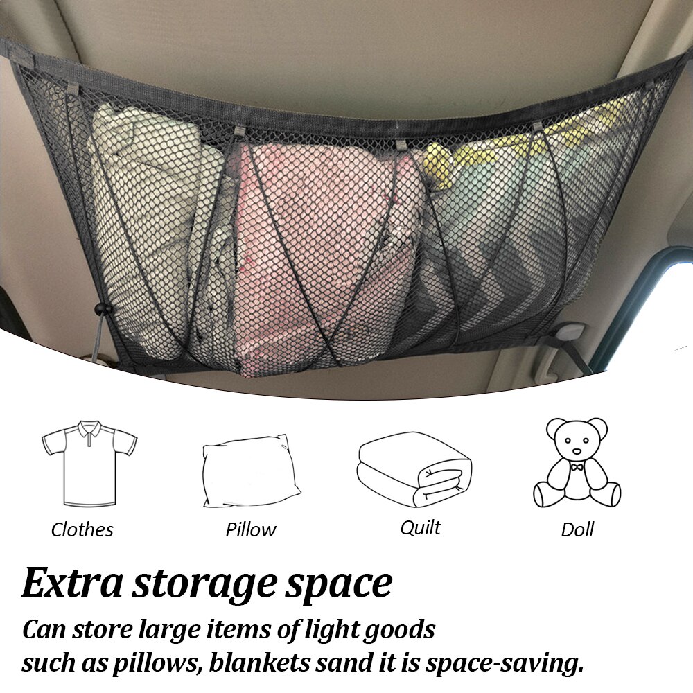 Universalt bil bagasjeromsnett stort elastisk bagasjenett lastorganisering oppbevaring nylon strekkbar bilinteriør nettingnettverkslomme