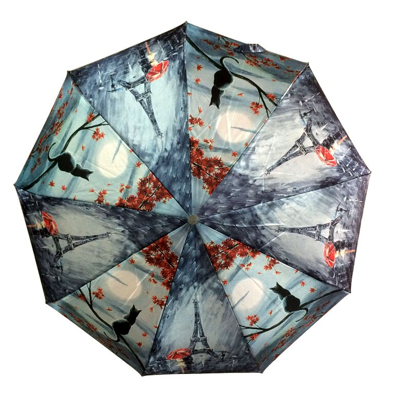Paraguas de lujo automático para mujer, sombrilla resistente a la lluvia, al agua y al viento, 3 pliegues, 23 pulgadas, 9K,