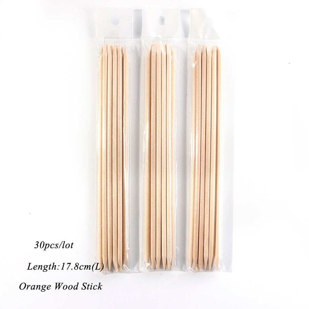 10/30/50/100pcs Bois Baguettes D&#39;orange Ongles Cuticule Poussoir Retrait Parsemant Gemme Outil De Manucure Pédicure Ongles Ensemble de Bâtonnets De NT709: 30pcs L