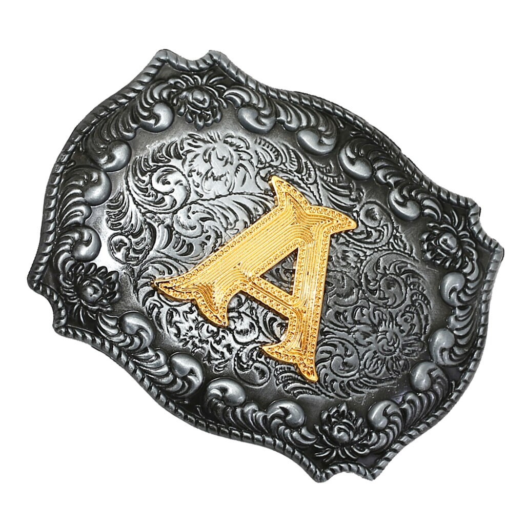 Men Western Cowboy Texas Rodeo Belt Buckle Jewelry Initial Letters A-Z Novelty Man Belt Buckle