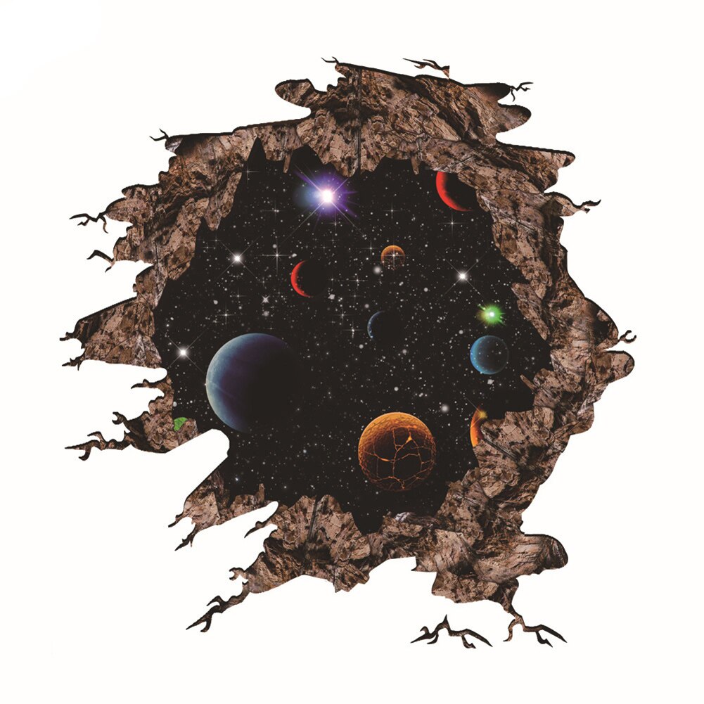 3D Planet Moon Star Sky zelfklevende Doorbreken Muursticker Slaapkamer Decor woondecoratie decoracion hogar