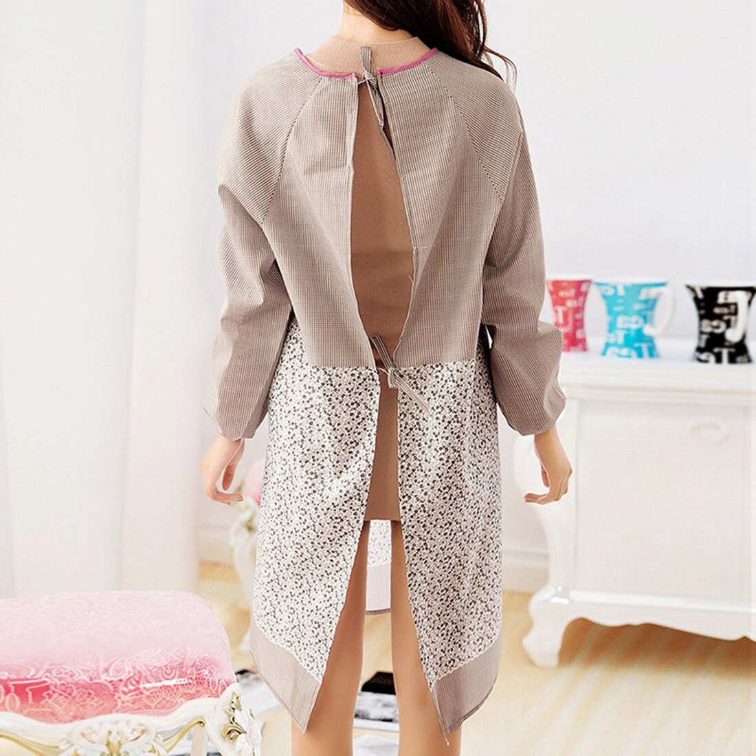 Delantal de cocina para mujeres, mandil de manga larga antisuciedad, ropa protectora para el hogar, herramienta de limpieza del hogar