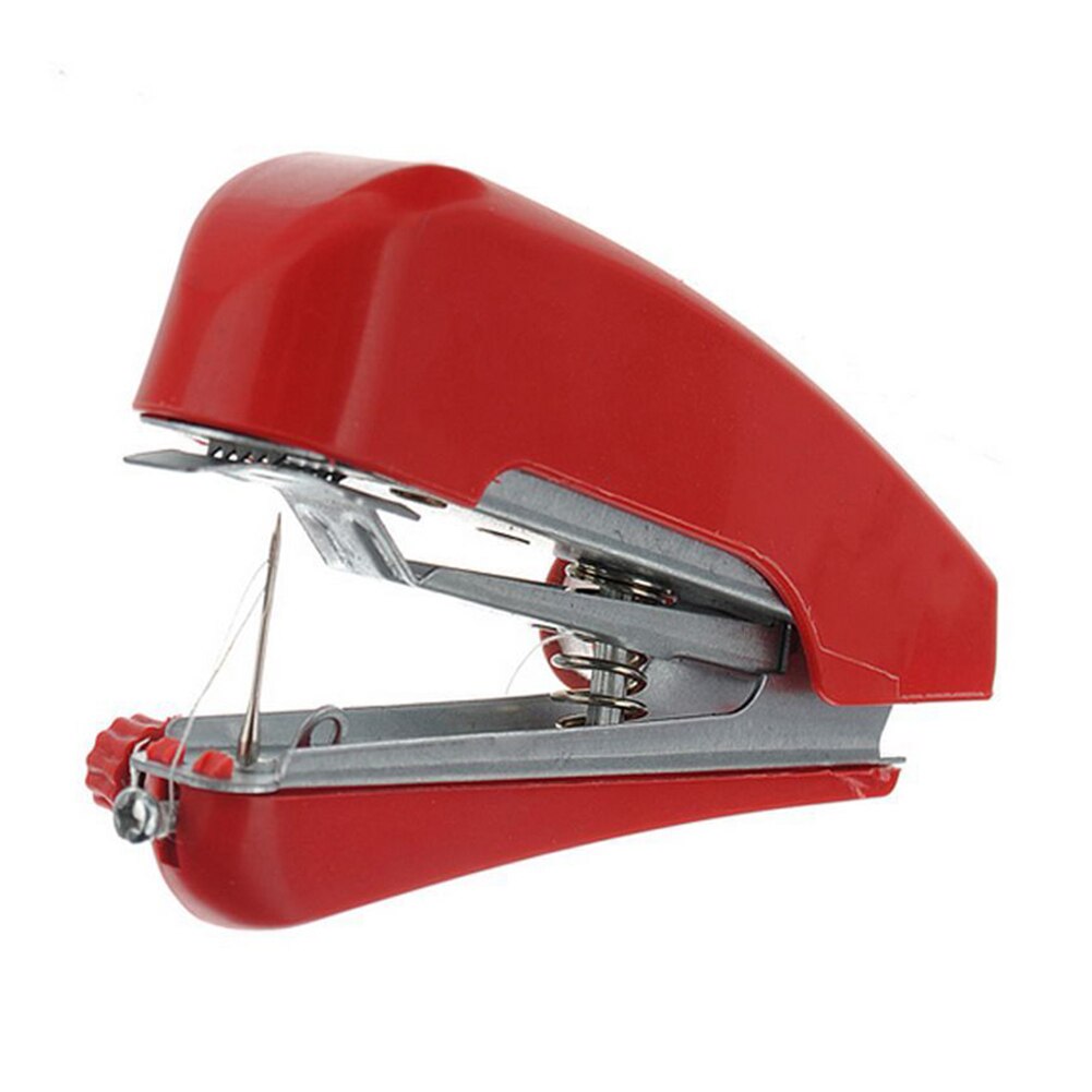 Mini Sewing Machines Portable Needlework Household Crafting Mending Sewing Cloth Fabric Handy Handwork Accessories Sewing Tools: Red