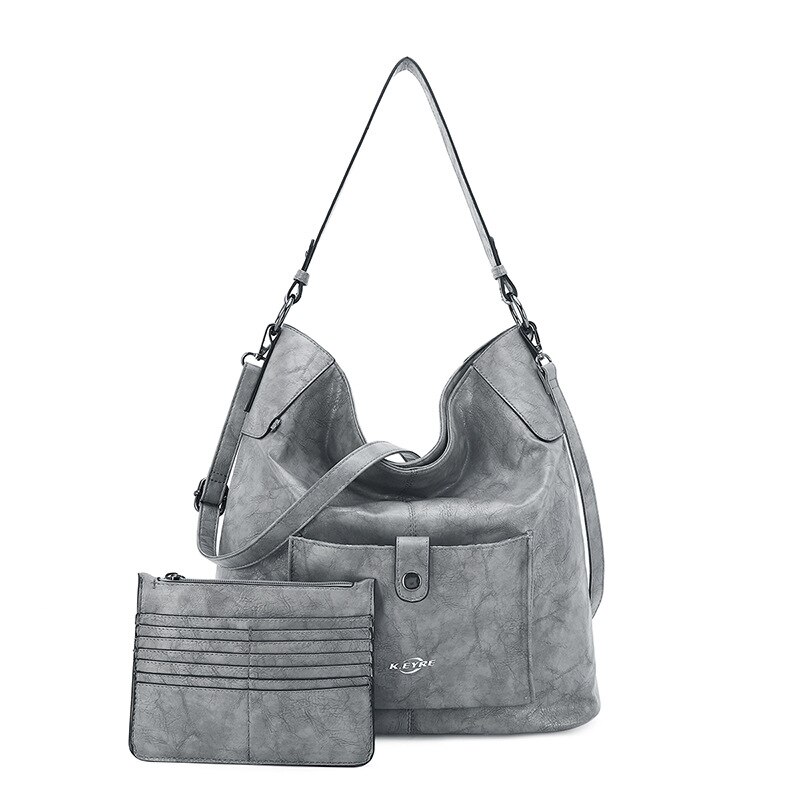 Yiyi 'S Grote Capaciteit Retro Effen Kleur Vrouwen Draagtas Cross Border Een Schouder Messenger Bag Leisure vrouwen Tas: Kl5208-687 5 Gray