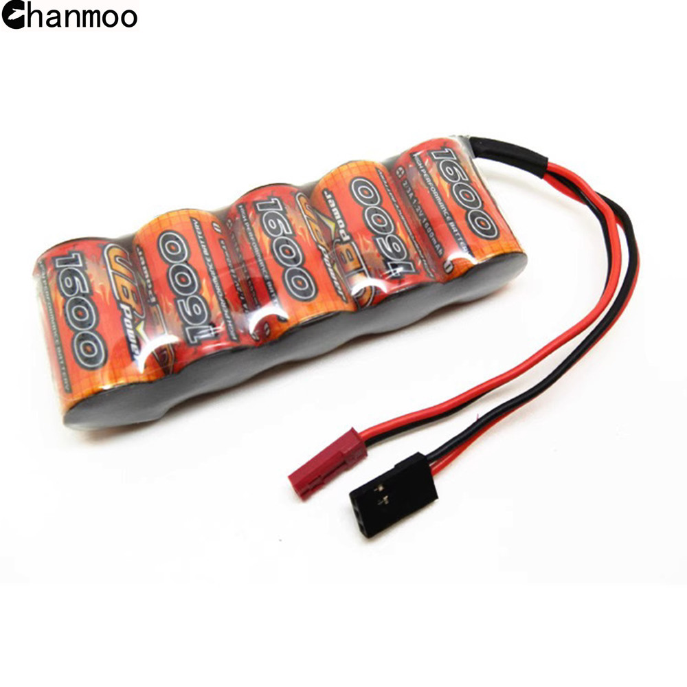 VB Power 1600mAh 6V 2/3A 6V 5000mAh NI-MH Rechargeable Battery Gasoline Receiver Battery Pack for 1/8 1/5 RC Car HPI BAJA Parts: Yellow